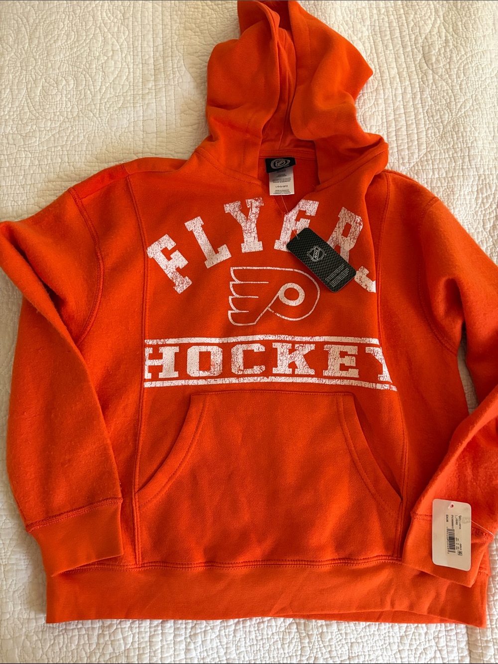 NHL Philadelphia Flyers Orange Pullover Hoodie with White Team Logo